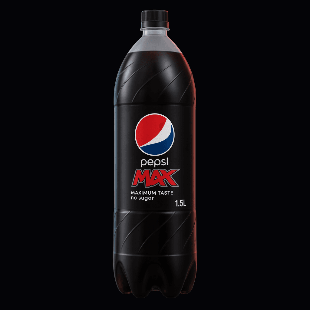 Pepsi Max 1,5L flaske, AI-genereret billede