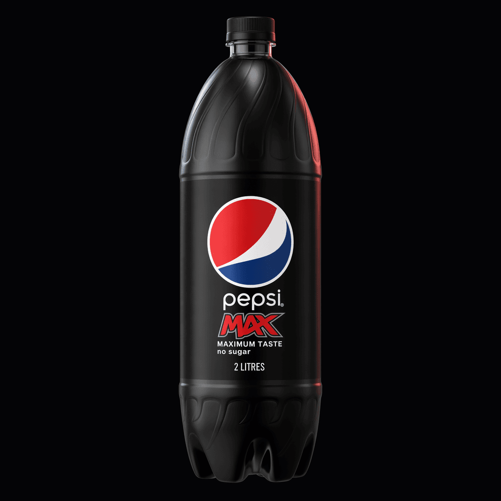 Pepsi Max 2L flaske, AI-genereret billede