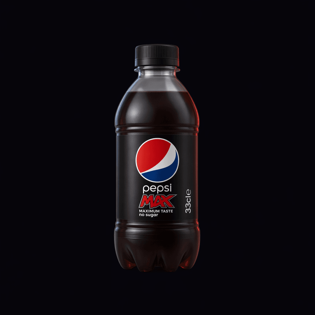 Pepsi Max 33cl flaske, AI-genereret billede